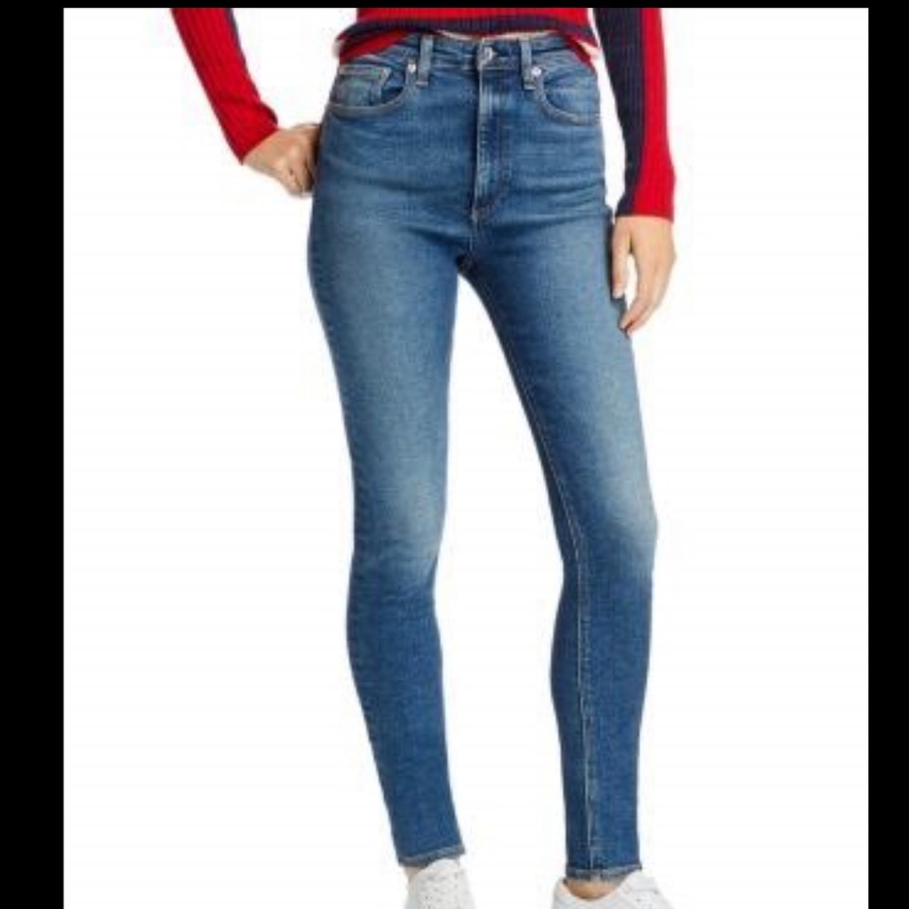 RAG & BONE JANE SUPER HIGH RISE SKINNY  JEANS IN COLOR GLADE SIZE 27